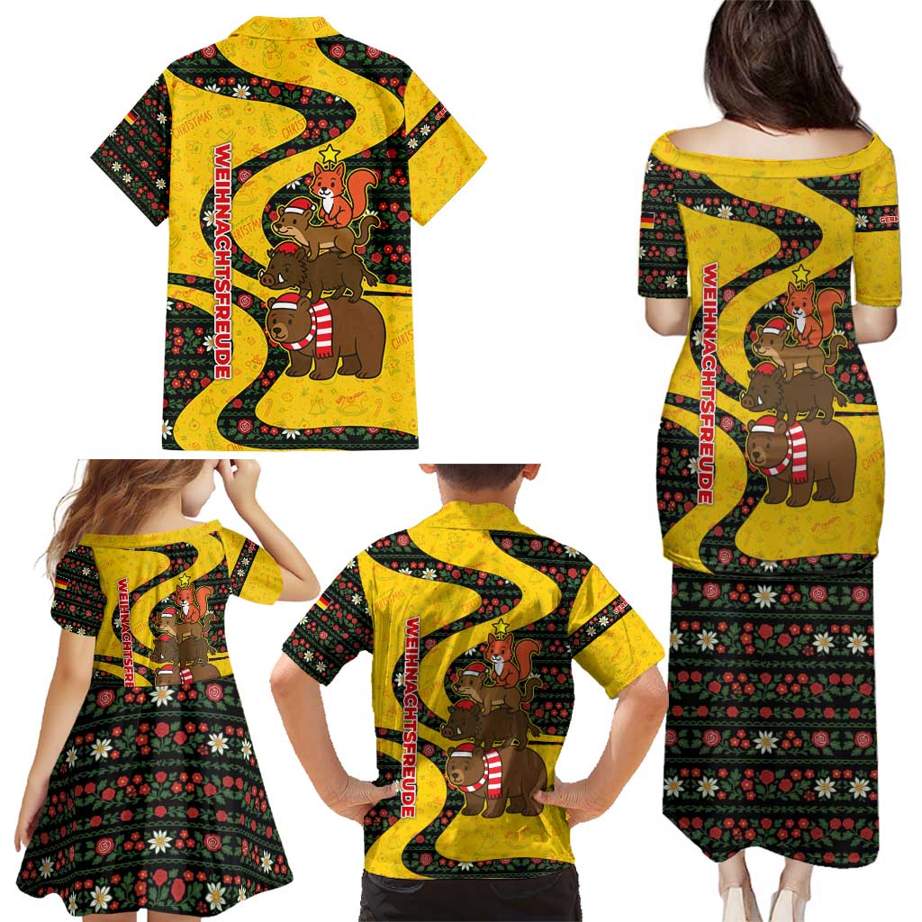 Germany Christmas Family Matching Puletasi and Hawaiian Shirt with Bear Boar Otter Squirrel and Holiday Pattern Design - Wonder Print Shop