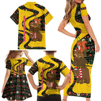 Germany Christmas Family Matching Short Sleeve Bodycon Dress and Hawaiian Shirt with Bear Boar Otter Squirrel and Holiday Pattern Design - Wonder Print Shop