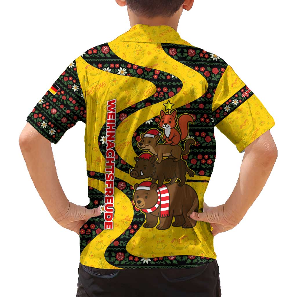 Germany Christmas Family Matching Tank Maxi Dress and Hawaiian Shirt with Bear Boar Otter Squirrel and Holiday Pattern Design - Wonder Print Shop