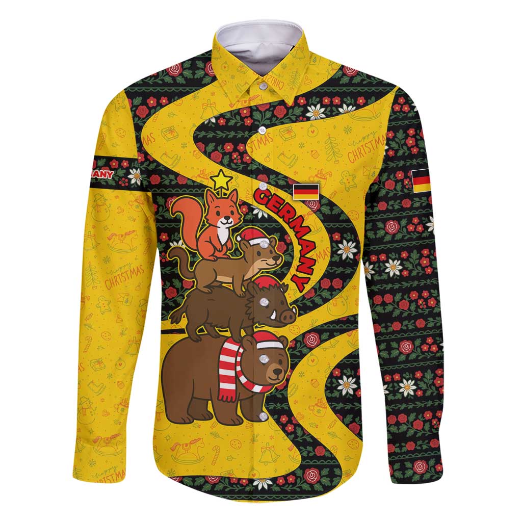 Germany Christmas Family Matching Tank Maxi Dress and Hawaiian Shirt with Bear Boar Otter Squirrel and Holiday Pattern Design - Wonder Print Shop