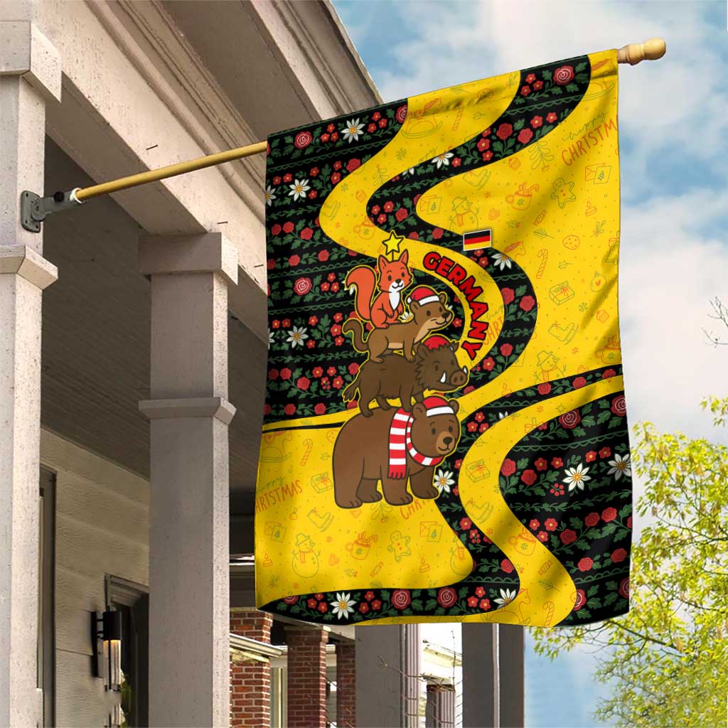 Germany Christmas Garden Flag with Bear Boar Otter Squirrel and Holiday Pattern Design - Wonder Print Shop