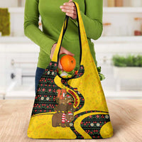 Germany Christmas Grocery Bag with Bear Boar Otter Squirrel and Holiday Pattern Design - Wonder Print Shop
