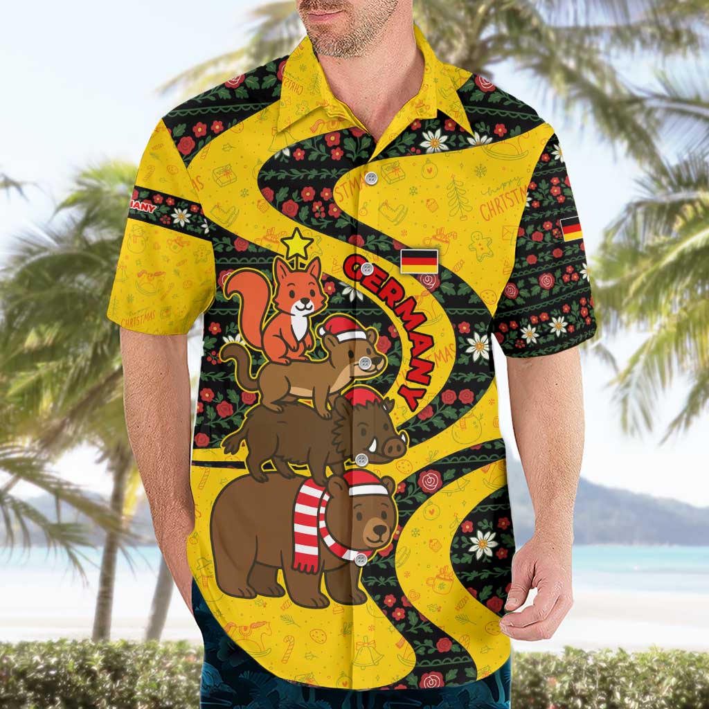 Germany Christmas Hawaiian Shirt with Bear Boar Otter Squirrel and Holiday Pattern Design - Wonder Print Shop