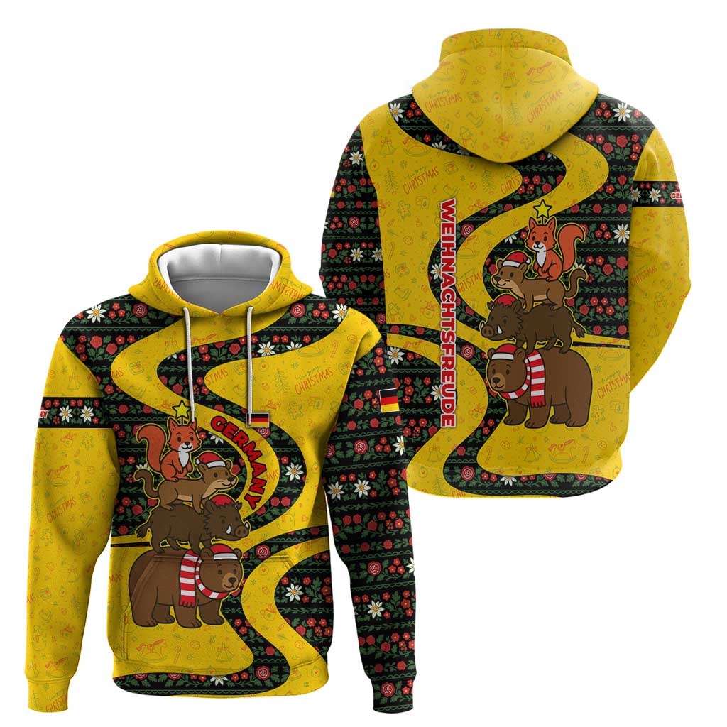 Germany Christmas Hoodie with Bear Boar Otter Squirrel and Holiday Pattern Design - Wonder Print Shop