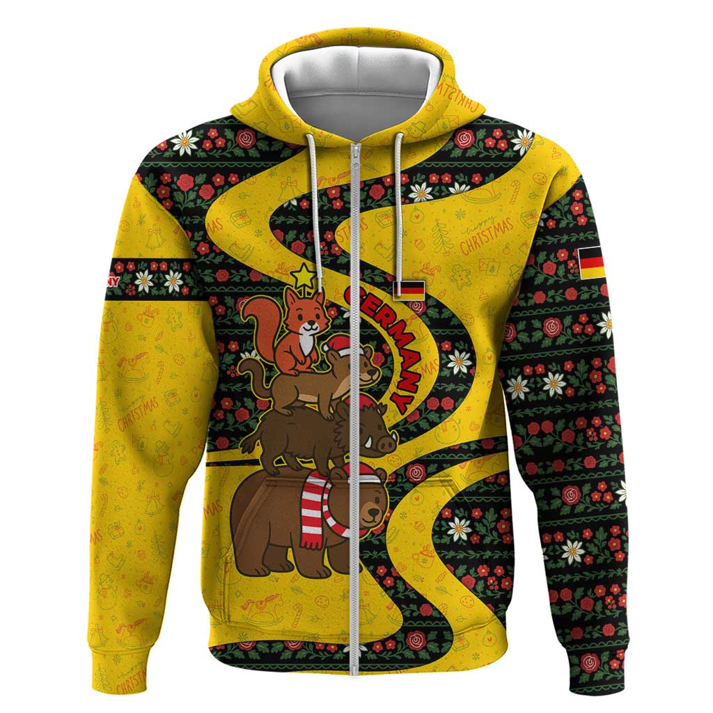 Germany Christmas Hoodie with Bear Boar Otter Squirrel and Holiday Pattern Design - Wonder Print Shop