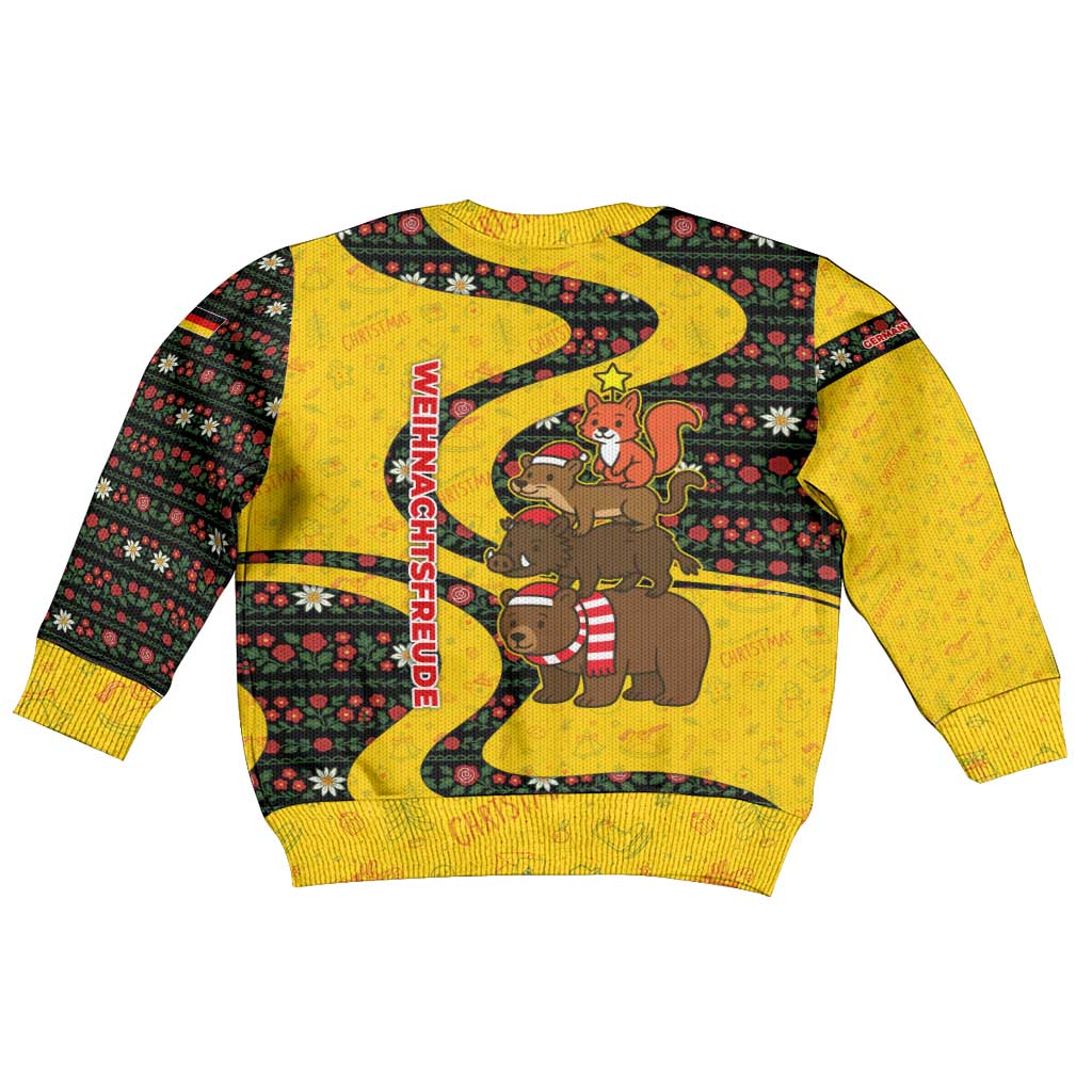 Germany Christmas Kid Ugly Christmas Sweater with Bear Boar Otter Squirrel and Holiday Pattern Design - Wonder Print Shop