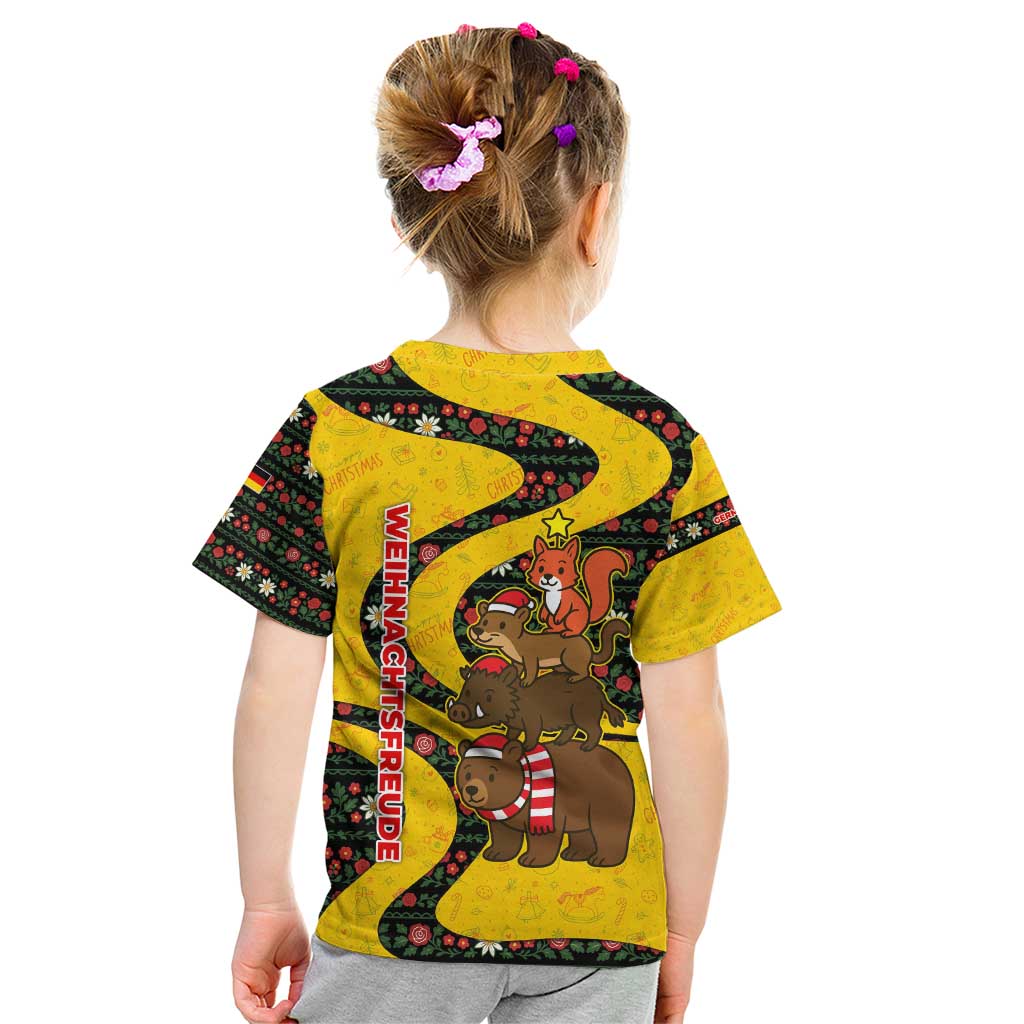 Germany Christmas Kid T Shirt with Bear Boar Otter Squirrel and Holiday Pattern Design - Wonder Print Shop