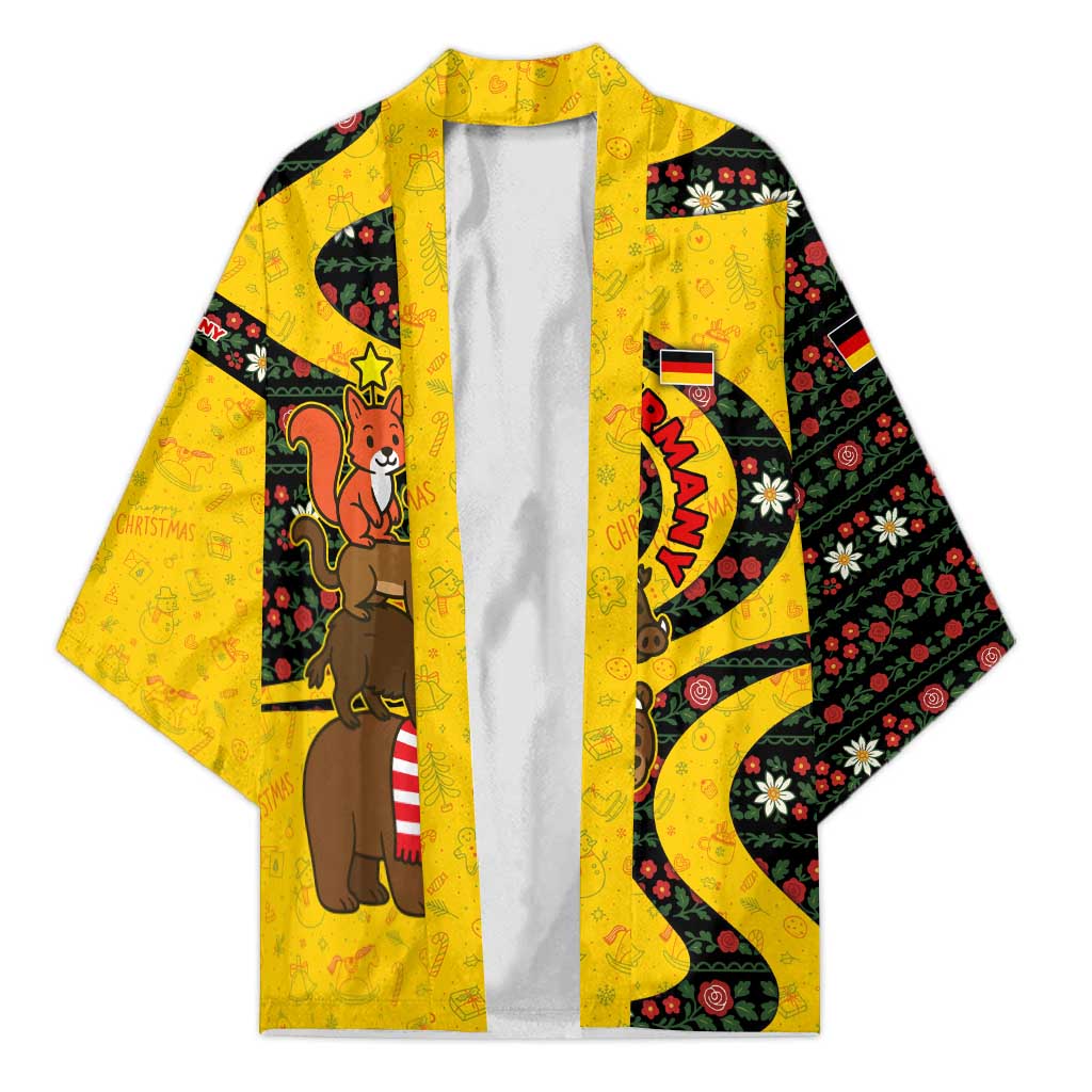 Germany Christmas Kimono with Bear Boar Otter Squirrel and Holiday Pattern Design - Wonder Print Shop
