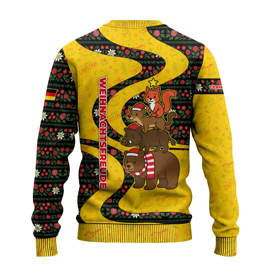 Germany Christmas Ugly Christmas Sweater with Bear Boar Otter Squirrel and Holiday Pattern Design - Wonder Print Shop