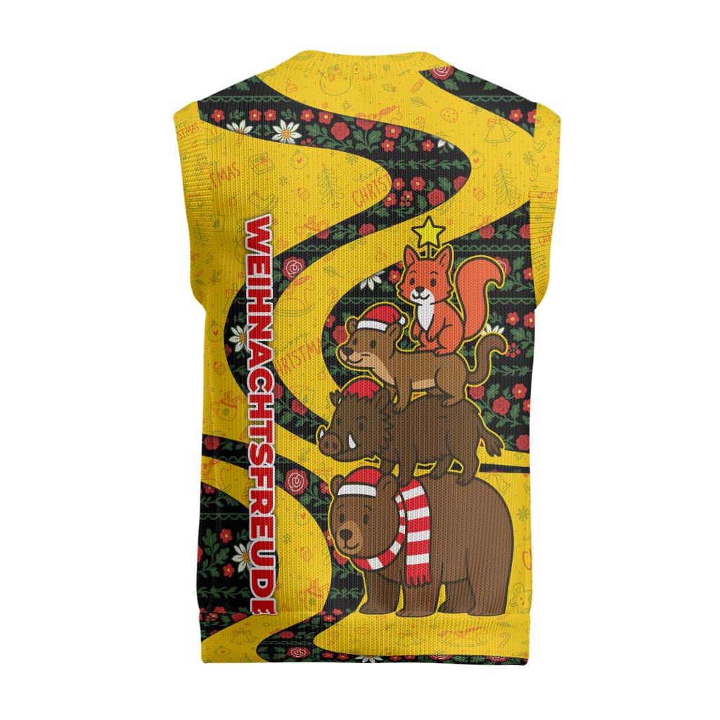 Germany Christmas Knitted V-Neck Vest with Bear Boar Otter Squirrel and Holiday Pattern Design - Wonder Print Shop
