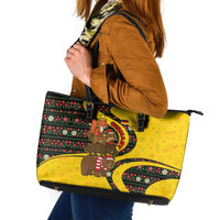 Germany Christmas Leather Tote Bag with Bear Boar Otter Squirrel and Holiday Pattern Design - Wonder Print Shop