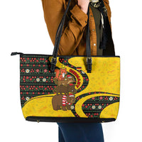 Germany Christmas Leather Tote Bag with Bear Boar Otter Squirrel and Holiday Pattern Design - Wonder Print Shop