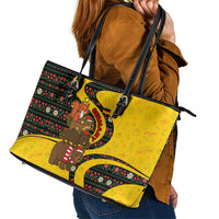 Germany Christmas Leather Tote Bag with Bear Boar Otter Squirrel and Holiday Pattern Design - Wonder Print Shop
