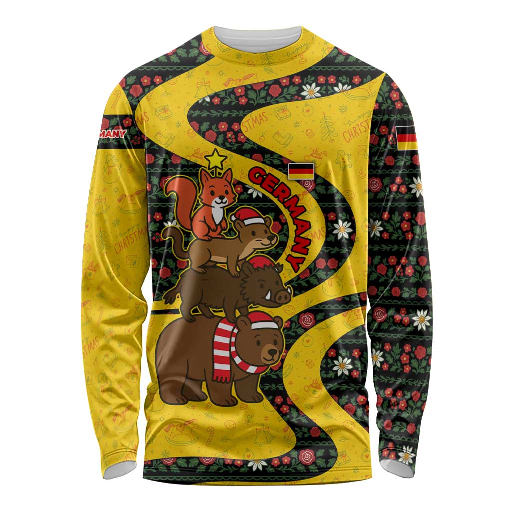 Germany Christmas Long Sleeve Shirt with Bear Boar Otter Squirrel and Holiday Pattern Design - Wonder Print Shop