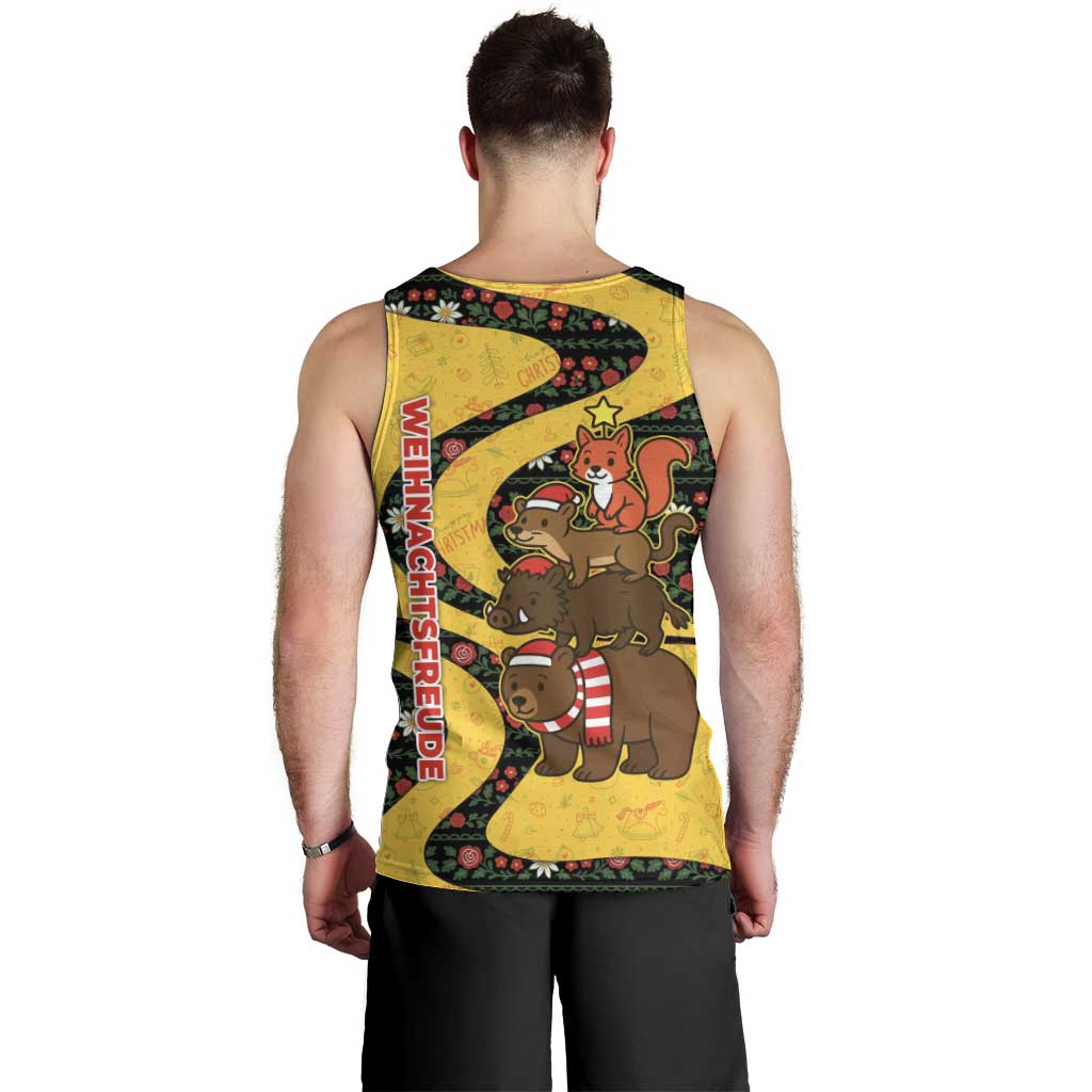 Germany Christmas Men Tank Top with Bear Boar Otter Squirrel and Holiday Pattern Design - Wonder Print Shop