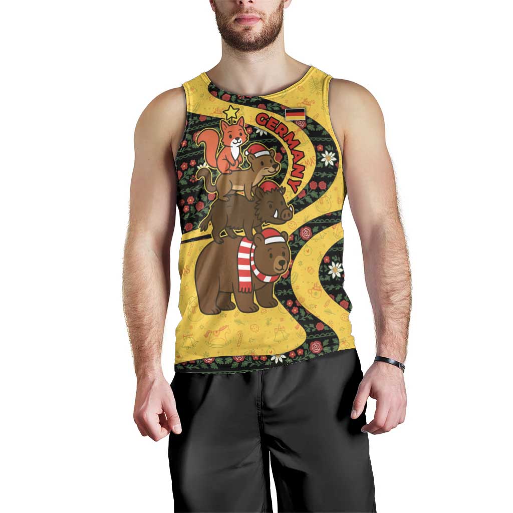 Germany Christmas Men Tank Top with Bear Boar Otter Squirrel and Holiday Pattern Design - Wonder Print Shop