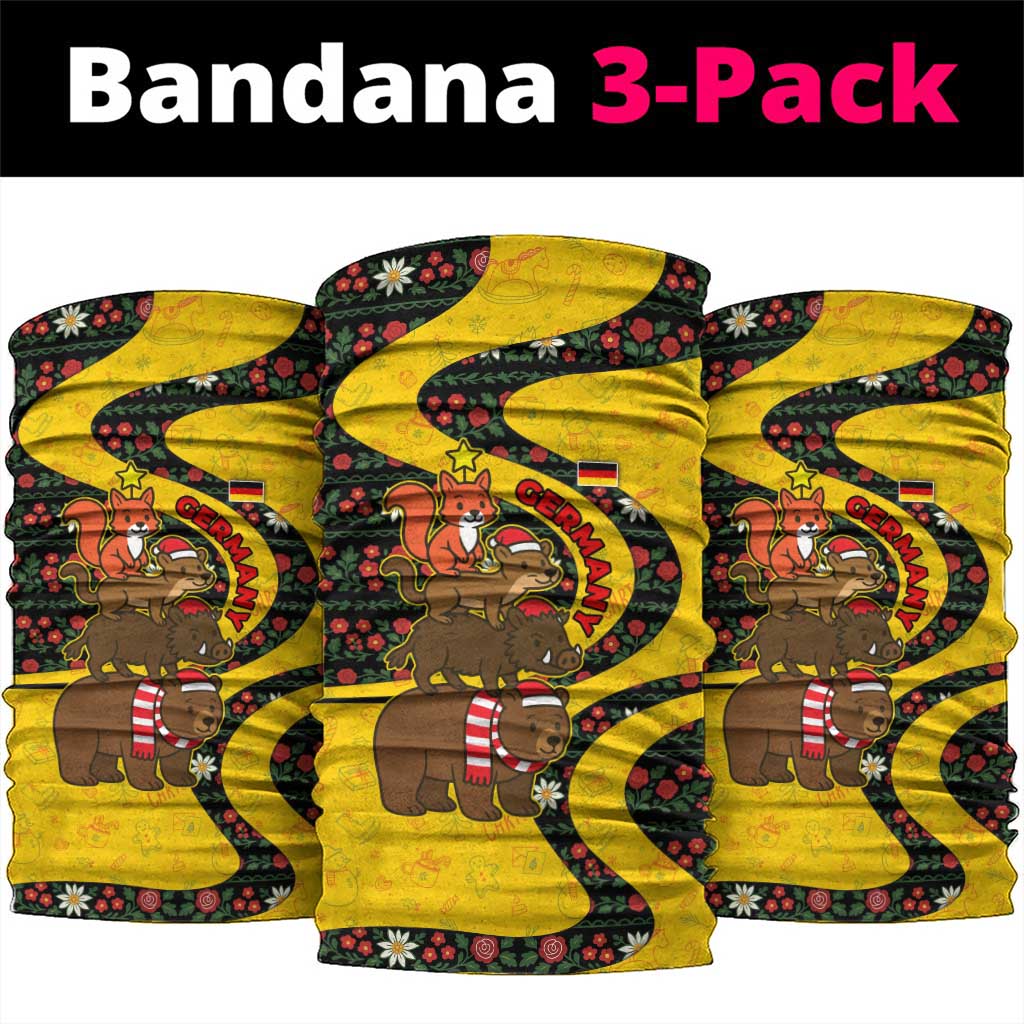 Germany Christmas Neck Gaiter with Bear Boar Otter Squirrel and Holiday Pattern Design - Wonder Print Shop