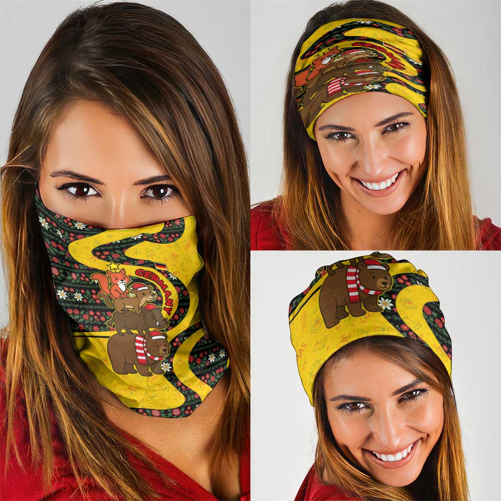 Germany Christmas Neck Gaiter with Bear Boar Otter Squirrel and Holiday Pattern Design - Wonder Print Shop