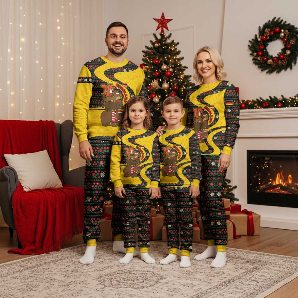 Germany Christmas Pajama Set with Bear Boar Otter Squirrel and Holiday Pattern Design - Wonder Print Shop