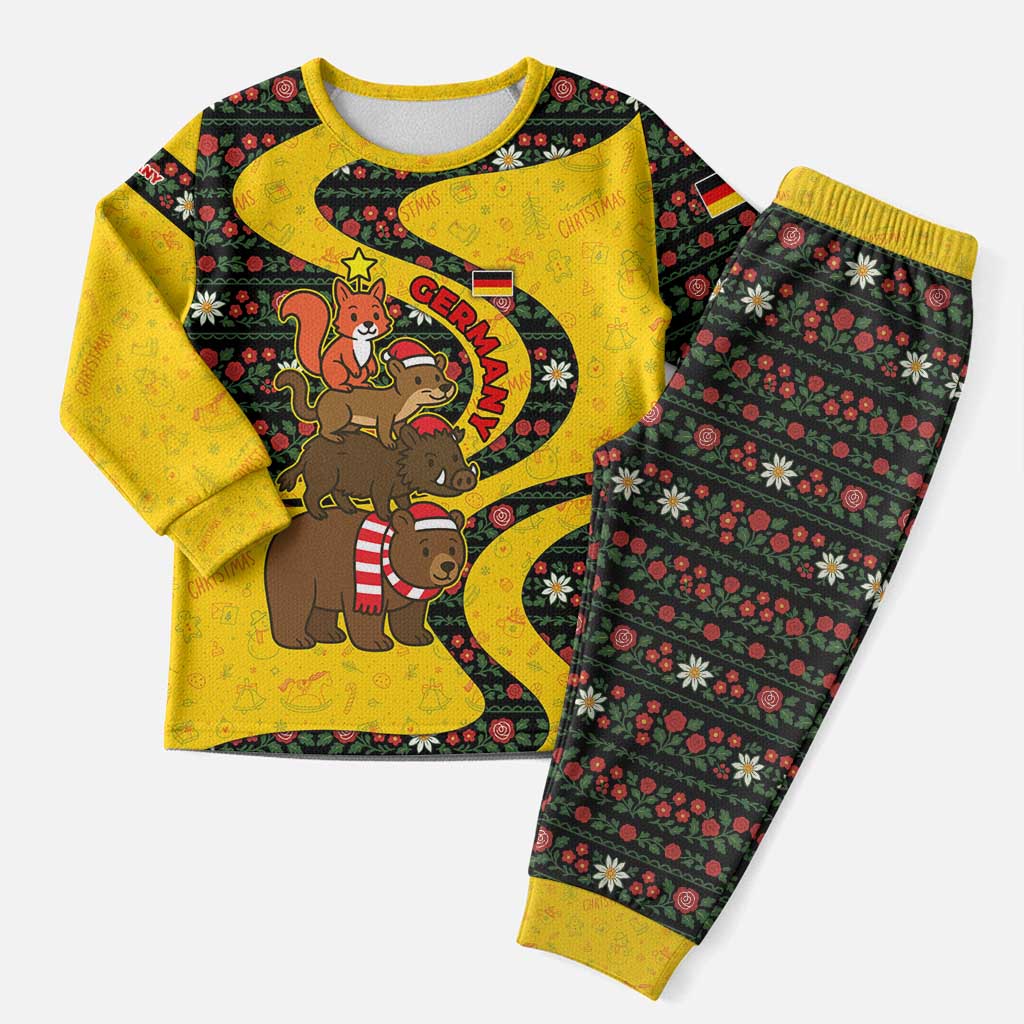 Germany Christmas Pajama Set with Bear Boar Otter Squirrel and Holiday Pattern Design - Wonder Print Shop