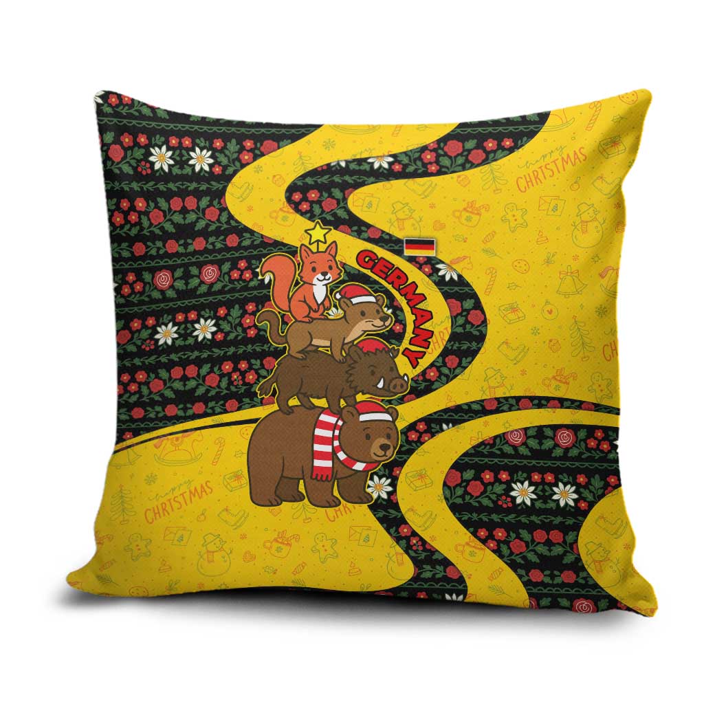 Germany Christmas Pillow Cover with Bear Boar Otter Squirrel and Holiday Pattern Design - Wonder Print Shop