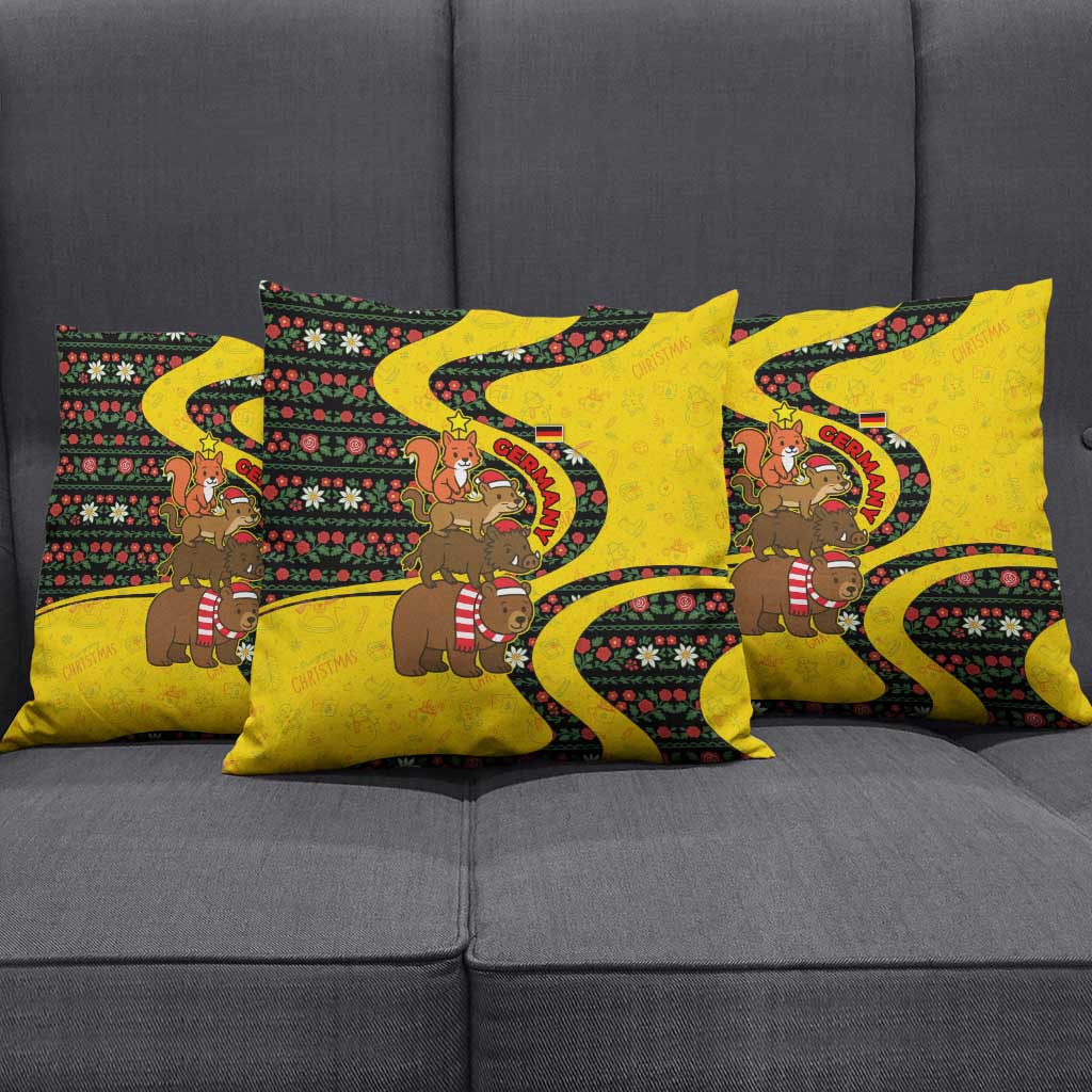 Germany Christmas Pillow Cover with Bear Boar Otter Squirrel and Holiday Pattern Design - Wonder Print Shop
