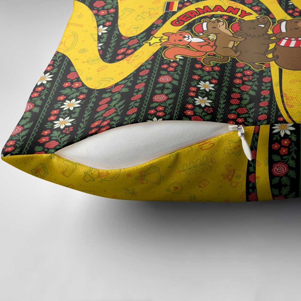 Germany Christmas Pillow Cover with Bear Boar Otter Squirrel and Holiday Pattern Design - Wonder Print Shop