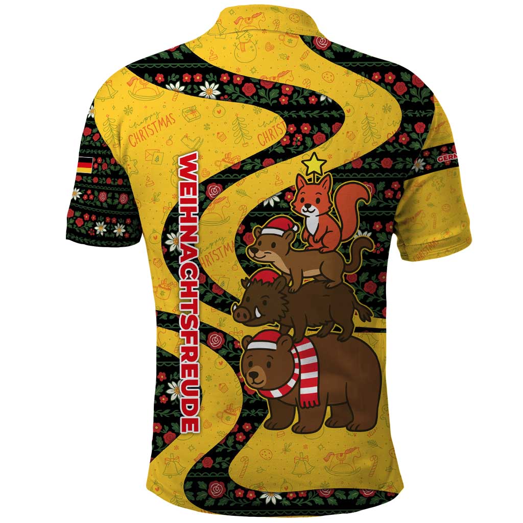 Germany Christmas Polo Shirt with Bear Boar Otter Squirrel and Holiday Pattern Design - Wonder Print Shop