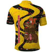 Germany Christmas Polo Shirt with Bear Boar Otter Squirrel and Holiday Pattern Design - Wonder Print Shop