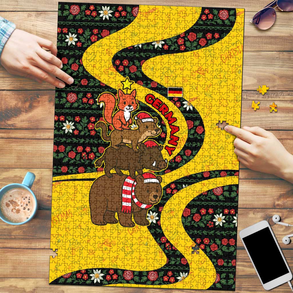 Germany Christmas Puzzle with Bear Boar Otter Squirrel and Holiday Pattern Design - Wonder Print Shop