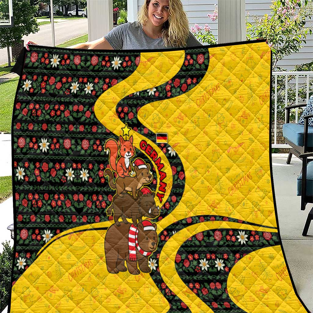 Germany Christmas Quilt with Bear Boar Otter Squirrel and Holiday Pattern Design - Wonder Print Shop