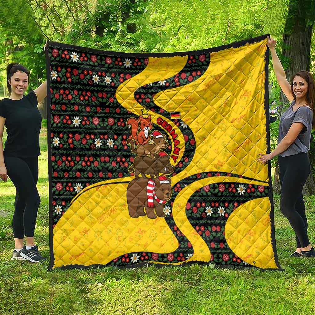 Germany Christmas Quilt with Bear Boar Otter Squirrel and Holiday Pattern Design - Wonder Print Shop