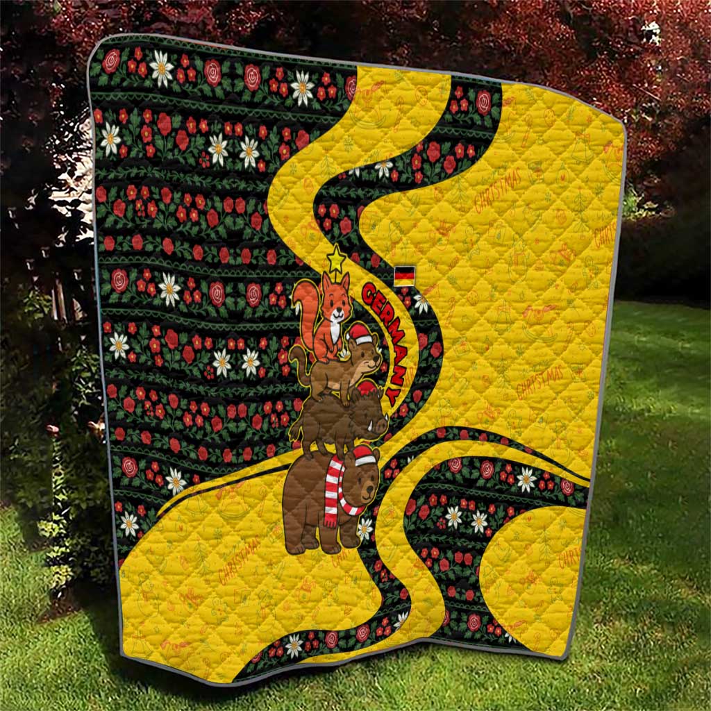 Germany Christmas Quilt with Bear Boar Otter Squirrel and Holiday Pattern Design - Wonder Print Shop