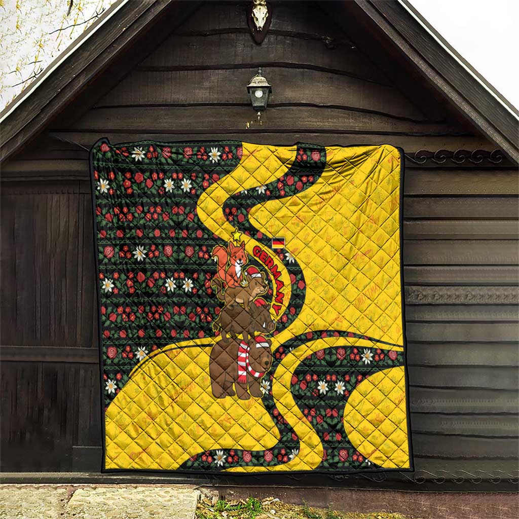 Germany Christmas Quilt with Bear Boar Otter Squirrel and Holiday Pattern Design - Wonder Print Shop