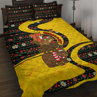 Germany Christmas Quilt Bed Set with Bear Boar Otter Squirrel and Holiday Pattern Design - Wonder Print Shop