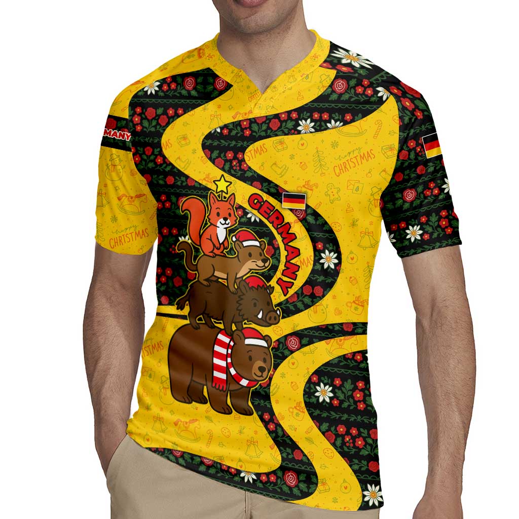 Germany Christmas Rugby Jersey with Bear Boar Otter Squirrel and Holiday Pattern Design - Wonder Print Shop