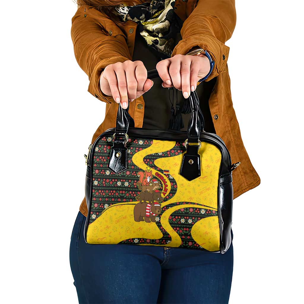 Germany Christmas Shoulder Handbag with Bear Boar Otter Squirrel and Holiday Pattern Design - Wonder Print Shop