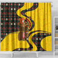 Germany Christmas Shower Curtain with Bear Boar Otter Squirrel and Holiday Pattern Design - Wonder Print Shop