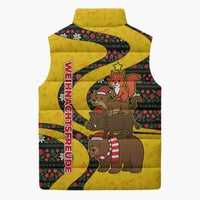 Germany Christmas Sleeveless Puffer Jacket with Bear Boar Otter Squirrel and Holiday Pattern Design - Wonder Print Shop