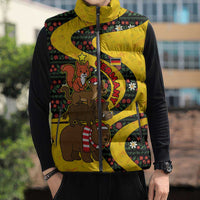 Germany Christmas Sleeveless Puffer Jacket with Bear Boar Otter Squirrel and Holiday Pattern Design - Wonder Print Shop