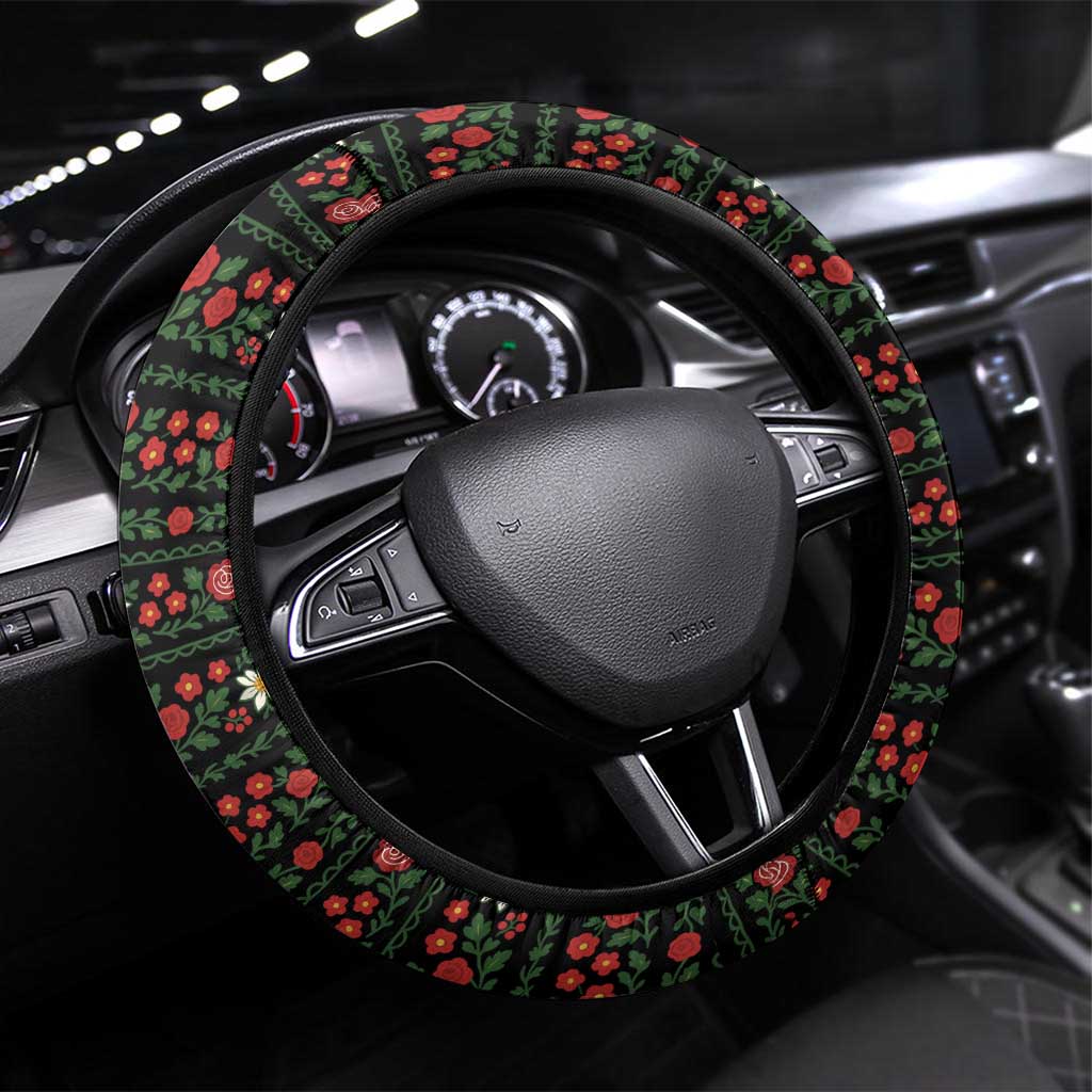 Germany Christmas Steering Wheel Cover with Bear Boar Otter Squirrel and Holiday Pattern Design - Wonder Print Shop