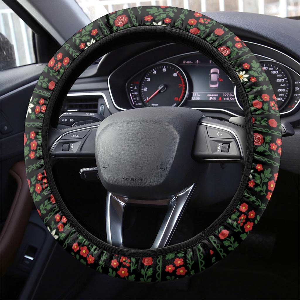 Germany Christmas Steering Wheel Cover with Bear Boar Otter Squirrel and Holiday Pattern Design - Wonder Print Shop
