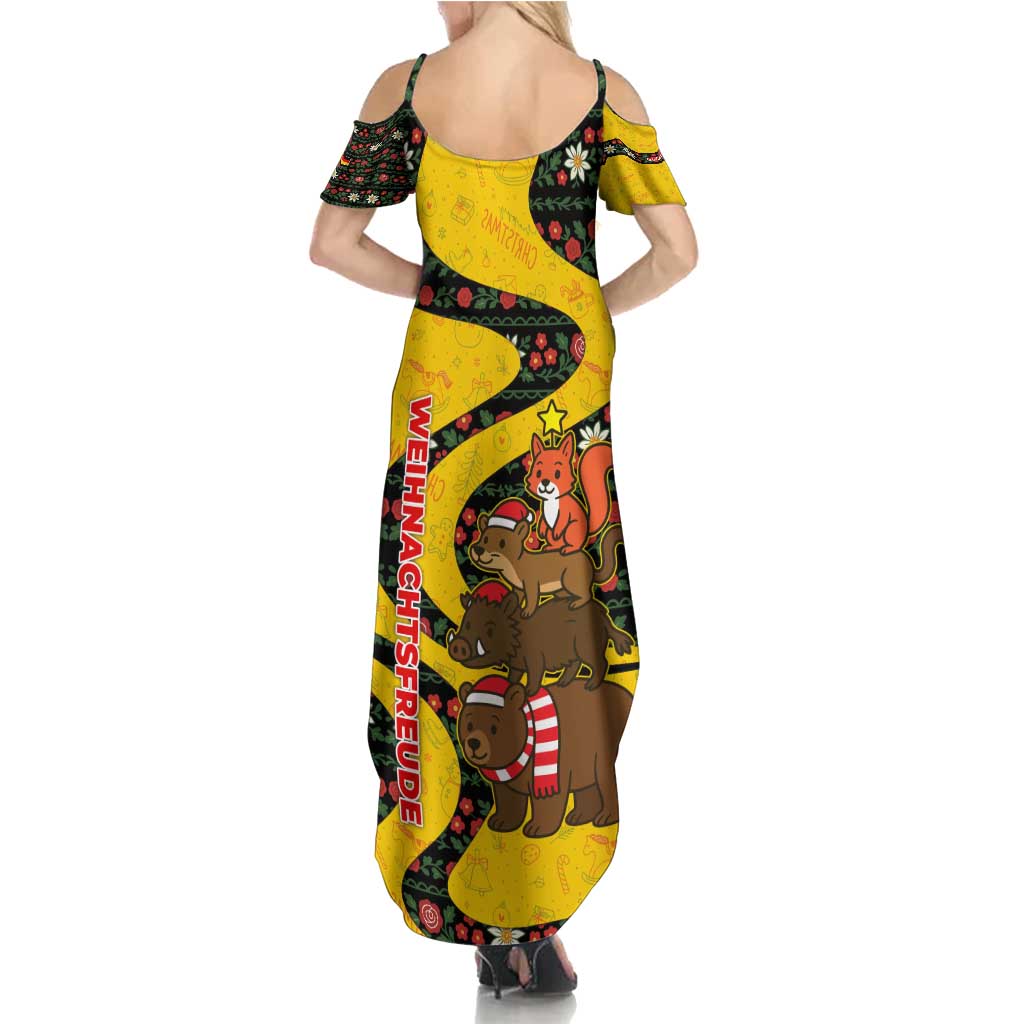 Germany Christmas Summer Maxi Dress with Bear Boar Otter Squirrel and Holiday Pattern Design - Wonder Print Shop