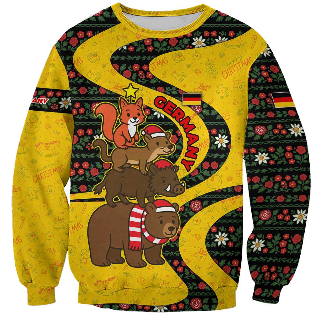 Germany Christmas Sweatshirt with Bear Boar Otter Squirrel and Holiday Pattern Design - Wonder Print Shop