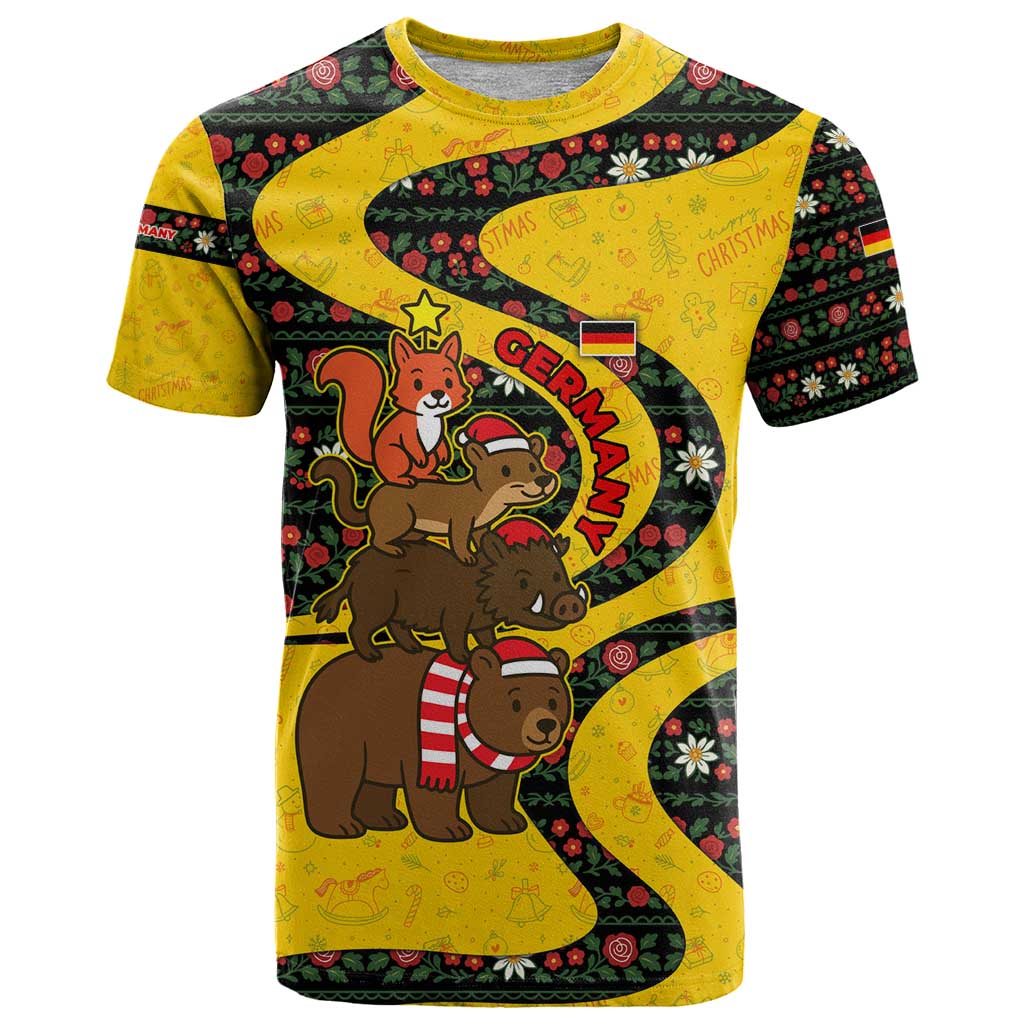 Germany Christmas T Shirt with Bear Boar Otter Squirrel and Holiday Pattern Design - Wonder Print Shop