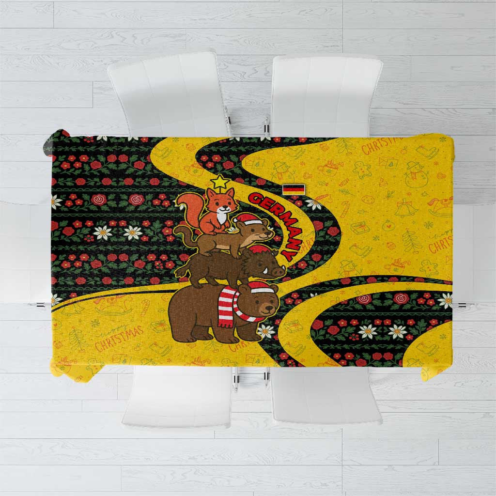 Germany Christmas Tablecloth with Bear Boar Otter Squirrel and Holiday Pattern Design - Wonder Print Shop