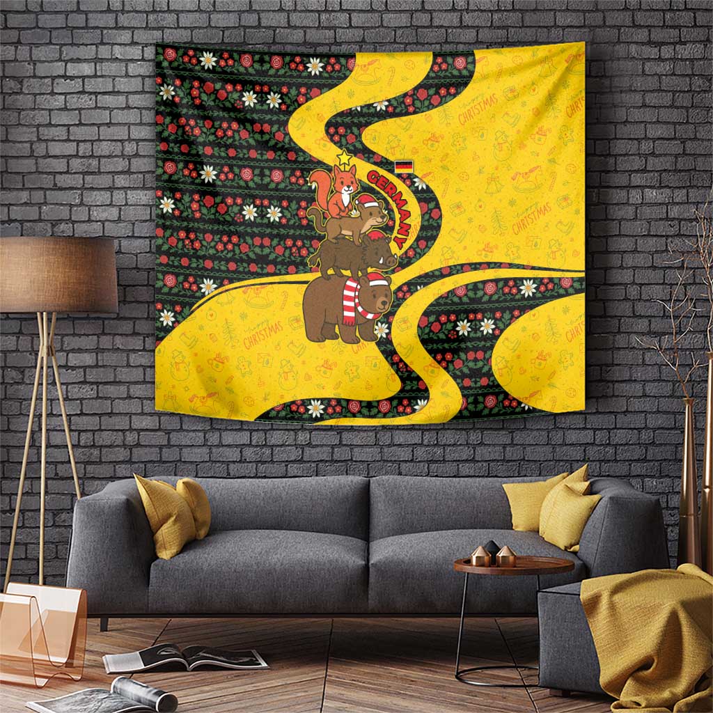 Germany Christmas Tapestry with Bear Boar Otter Squirrel and Holiday Pattern Design - Wonder Print Shop