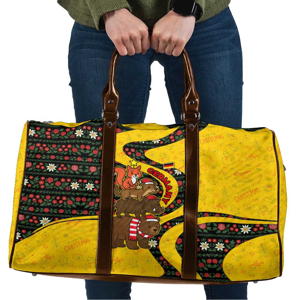 Germany Christmas Travel Bag with Bear Boar Otter Squirrel and Holiday Pattern Design - Wonder Print Shop