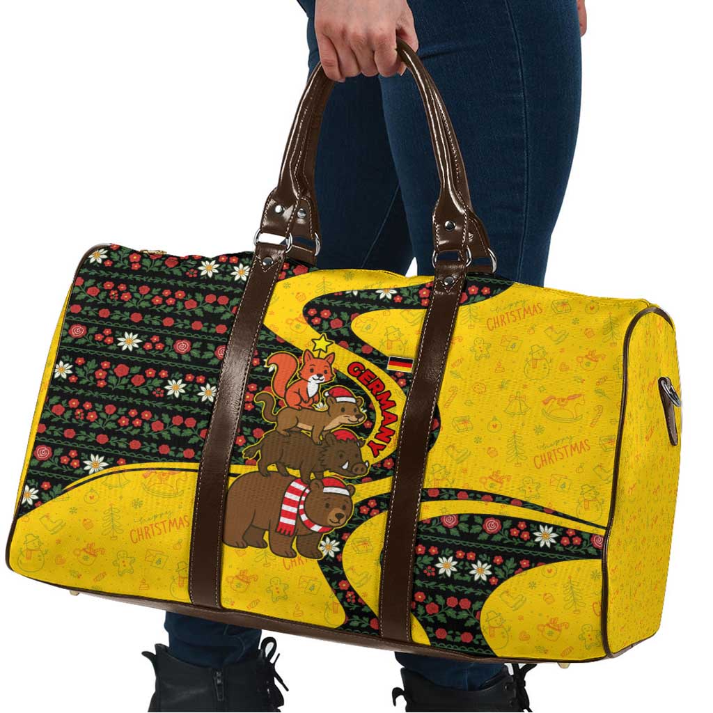 Germany Christmas Travel Bag with Bear Boar Otter Squirrel and Holiday Pattern Design - Wonder Print Shop