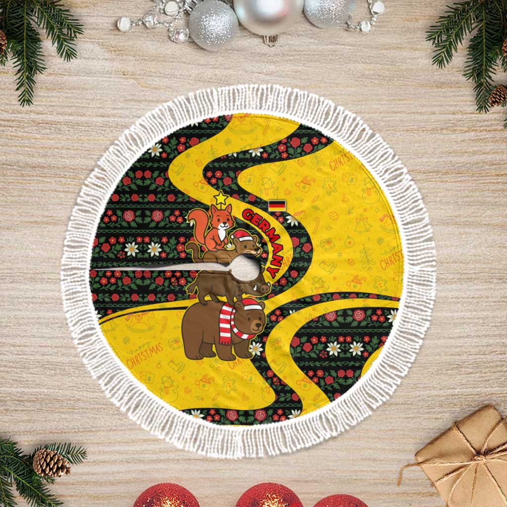Germany Christmas Tree Skirt with Bear Boar Otter Squirrel and Holiday Pattern Design - Wonder Print Shop